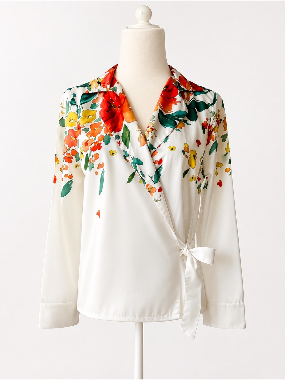 Grifflin Paris Floral Wrap Blouse
